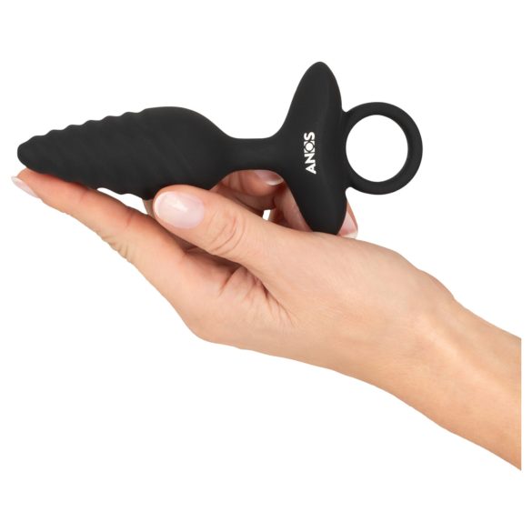 ANOS - plug anal vibratório texturizado - silicone preto