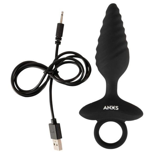 ANOS - plug anal vibratório texturizado - silicone preto