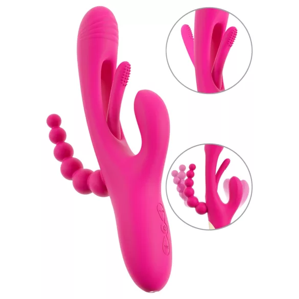 SMILE - vibrador triplo com língua - silicone rosa