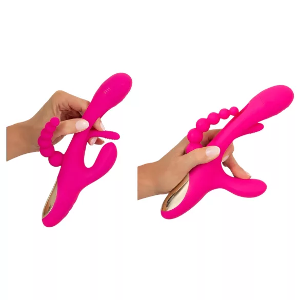 SMILE - vibrador triplo com língua - silicone rosa