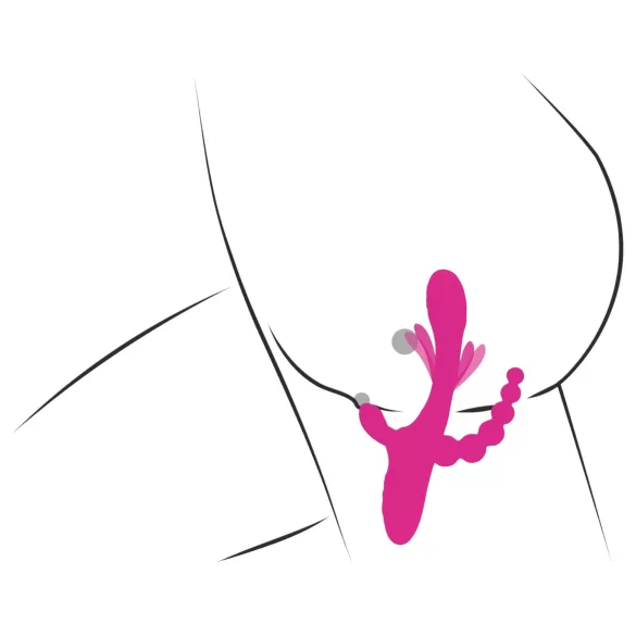 SMILE - vibrador triplo com língua - silicone rosa