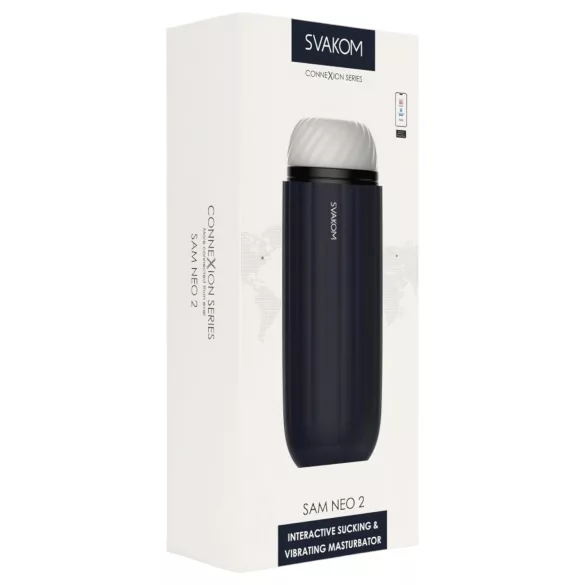 Svakom Sam Neo 2 - masturbador masculino inteligente - silicone preto e branco