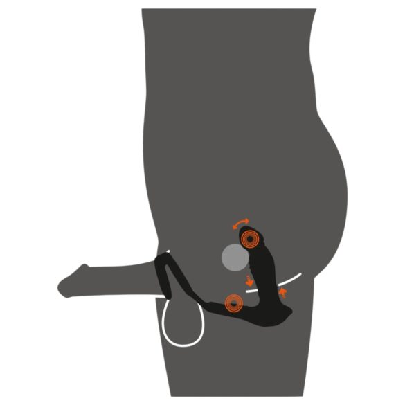 Rebel - vibrador próstata com movimento de impulso - silicone preto