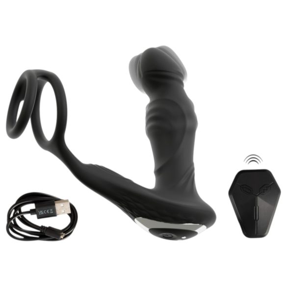 Rebel - vibrador próstata com movimento de impulso - silicone preto