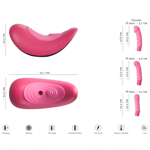 VibePad Rideon - vibrador cavalgar ponto G e clitóris pulsante - silicone rosa