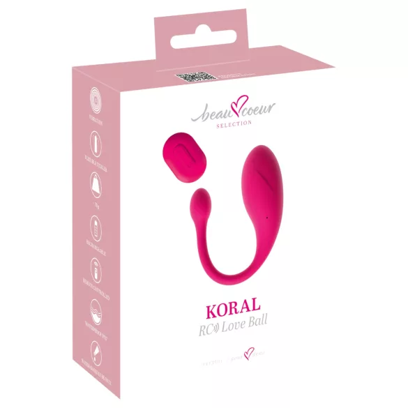 Beau Coeur Koral - ovo vibratório com controle remoto - silicone rosa