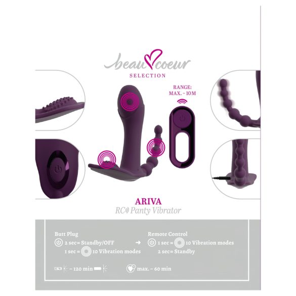 Beau Coeur Ariva - vibrador calcinha 3 em 1 - roxo