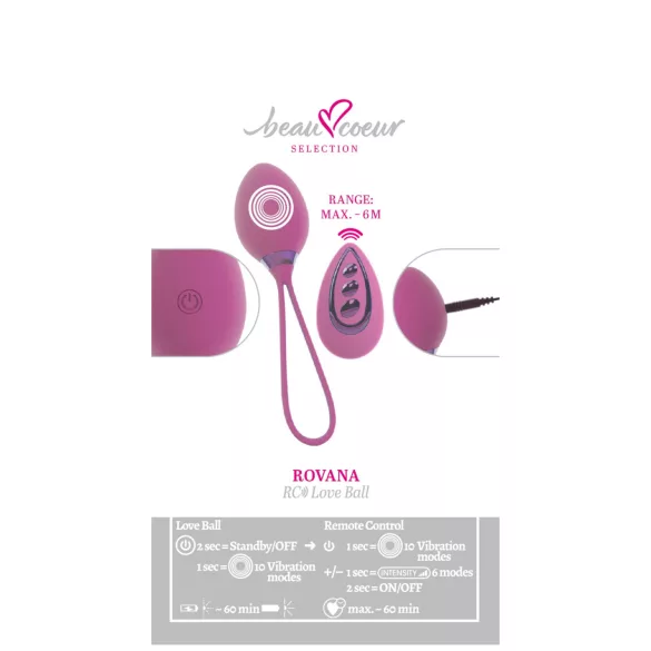 Beau Coeur Rovana - ovo vibratório com controle remoto - silicone roxo