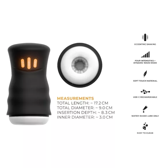 You2Toys Gyro - masturbador masculino rotativo e vibratório - preto