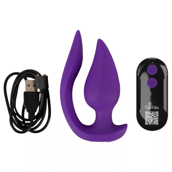 Smile - vibrador anal e estimulador de clitóris 2 em 1 - silicone roxo