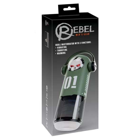 Rebel Skull - masturbador empurrador e vibratório (verde)