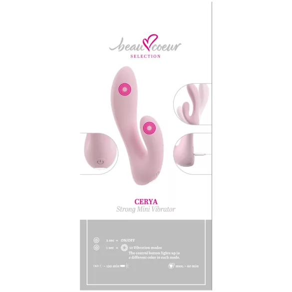 Beau Coeur Cerya - vibrador mini com estimulador clitóris - cor rosa claro
