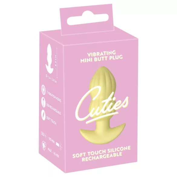 Cuties Mini - plug anal vibratório texturizado - silicone amarelo