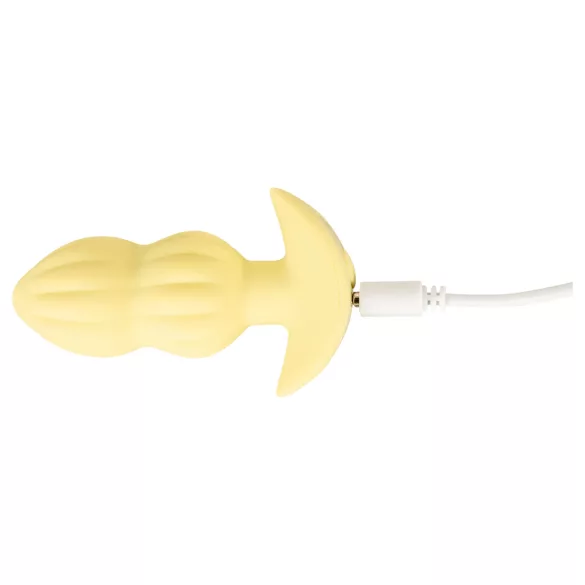 Cuties Mini - plug anal vibratório texturizado - silicone amarelo