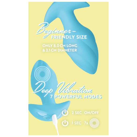 Cuties Mini - plug anal vibratório - silicone azul