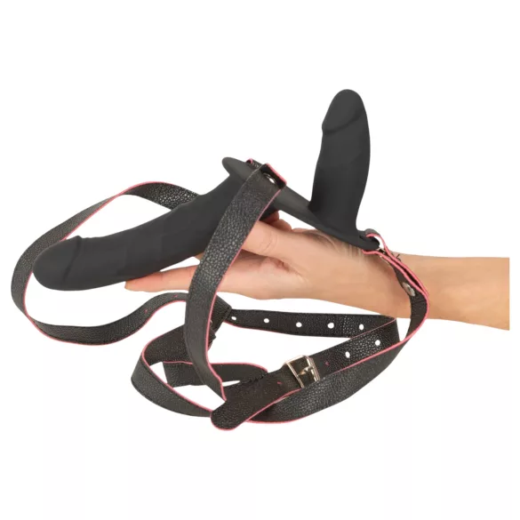 You2Toys - vibrador duplo com arnês e controlo remoto (preto)