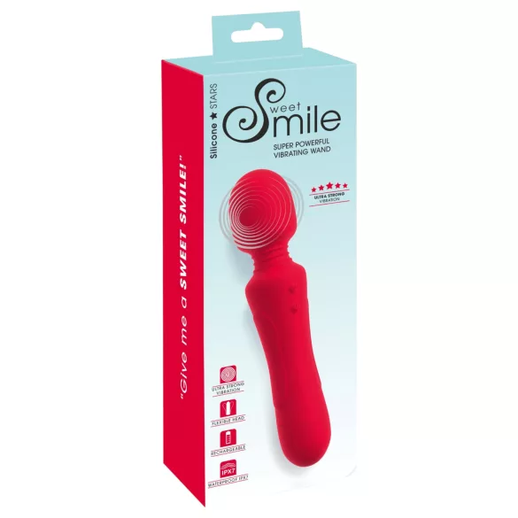 Sweet Smile - vibrador varinha recarregável à prova d’água (vermelho)