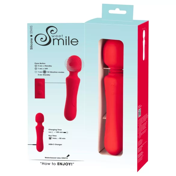 Sweet Smile - vibrador varinha recarregável à prova d’água (vermelho)