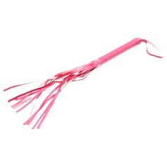 Korbács BDSM - couro sintético - rosa - 42cm