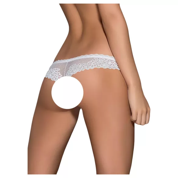 Obsessive Alabastra - tanga aberta feminina - laço floral - branco - L/XL
