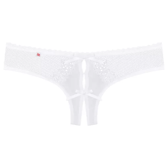 Obsessive Alabastra - tanga aberta feminina - laço floral - branco - L/XL