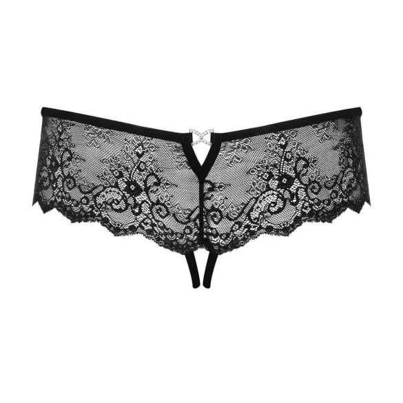 Obsessive Merossa - tanga aberta feminina com strass - preto - L/XL