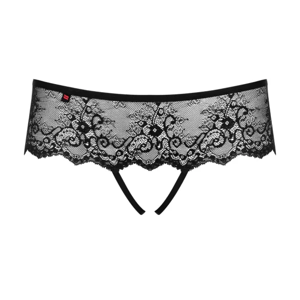 Obsessive Merossa - tanga aberta feminina com strass - preto - 2XL/3XL
