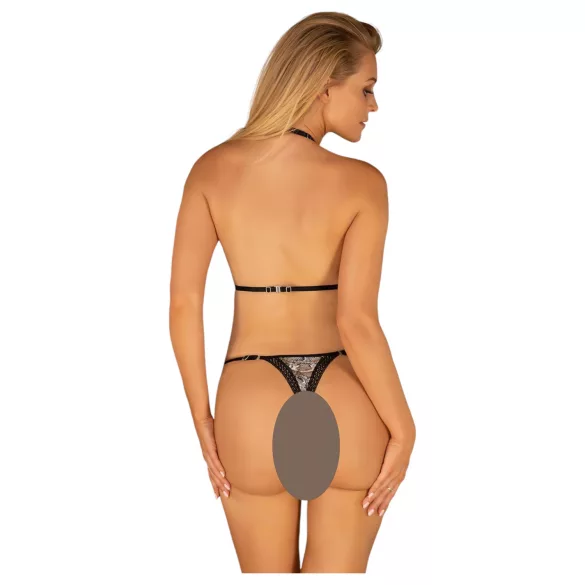 Obsessive Xenita - Conjunto sutiã transparente estampado (cinza)