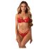 Obsessive - conjunto de lingerie rendado - sutiã e calcinha - vermelho - L/XL