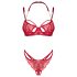 Obsessive - conjunto de lingerie rendado - sutiã e calcinha - vermelho - L/XL