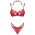 Obsessive - conjunto de lingerie rendado - sutiã e calcinha - vermelho - L/XL