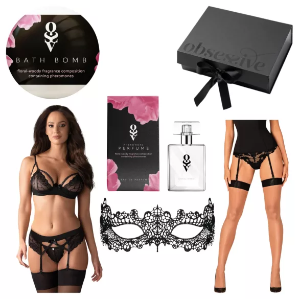 Caixa Surpresa Obsessive Wonderia - Lingerie 6 Peças (Preto) - L/XL
