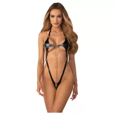   Obsessive Anyya - body com alças em efeito de couro e correntes (preto)