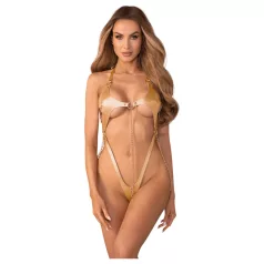   Obsessive Anyya - body com alças em efeito de pele com correntes (dourado)