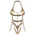 Obsessive Anyya - body com alças em efeito de pele com correntes (dourado)