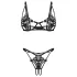 Obsessive Luise - conjunto de lingerie de 2 peças com tulipas (preto)