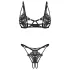 Obsessive Luise - conjunto de lingerie de 2 peças com tulipas (preto)