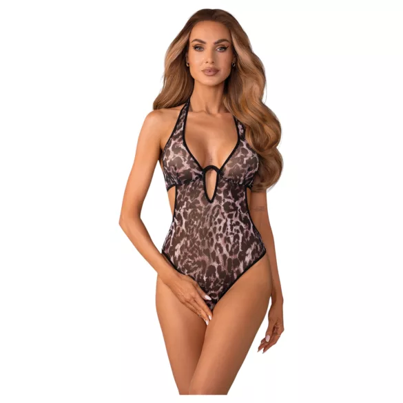 Obsessive Addia - body aberto com padrão de leopardo