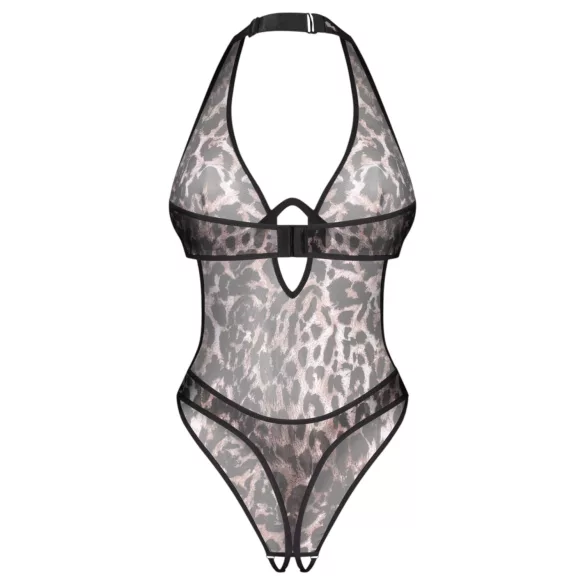 Obsessive Addia - body aberto com padrão de leopardo