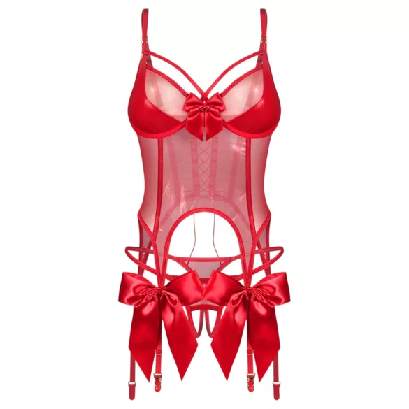 Obsessive Gifty - espartilho e tanga aberta conjunto (vermelho) - L/XL
