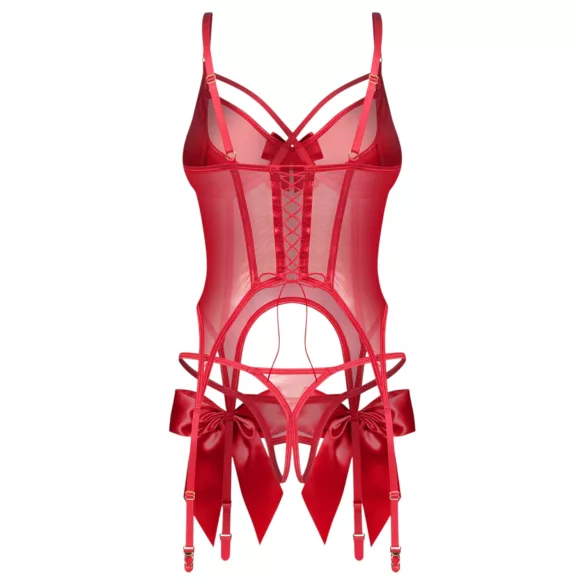 Obsessive Gifty - espartilho e tanga aberta conjunto (vermelho) - L/XL