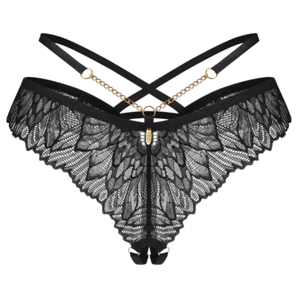 Obsessive Matildea - tanga rendada aberta (preta) - L/XL