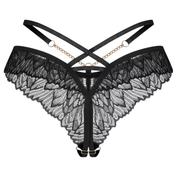 Obsessive Matildea - tanga rendada aberta (preta) - L/XL