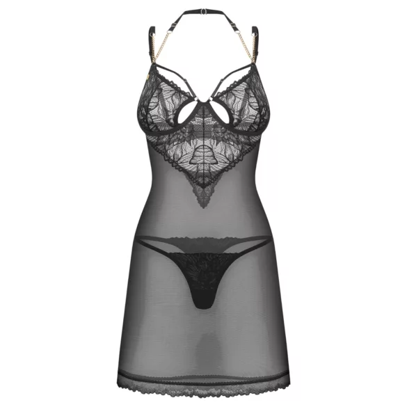 Obsessive Matildea - conjunto de camisa de dormir e tanga (preto) - L/XL