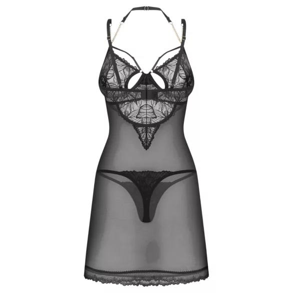Obsessive Matildea - conjunto de camisa de dormir e tanga (preto) - L/XL