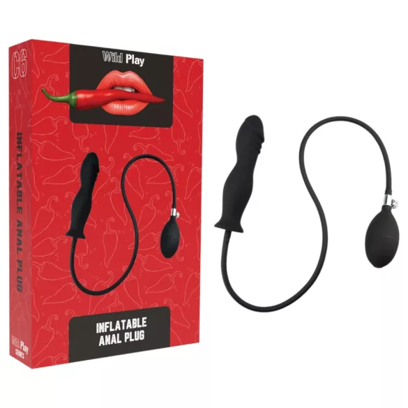 Wild Play - plug anal inflável - silicone preto