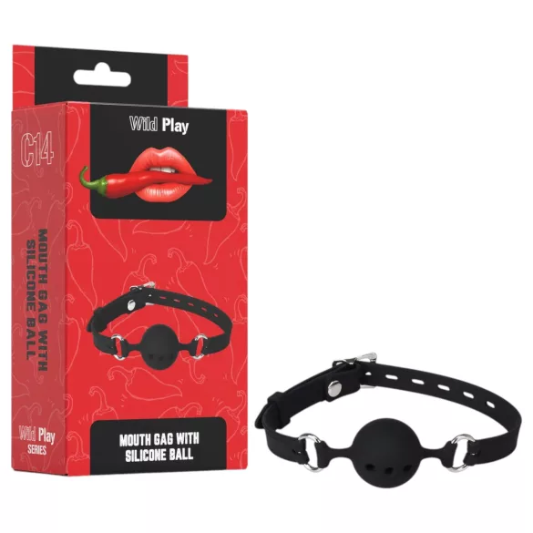 Erospace Wild Play - mordaça de silicone para jogos de BDSM (preta)