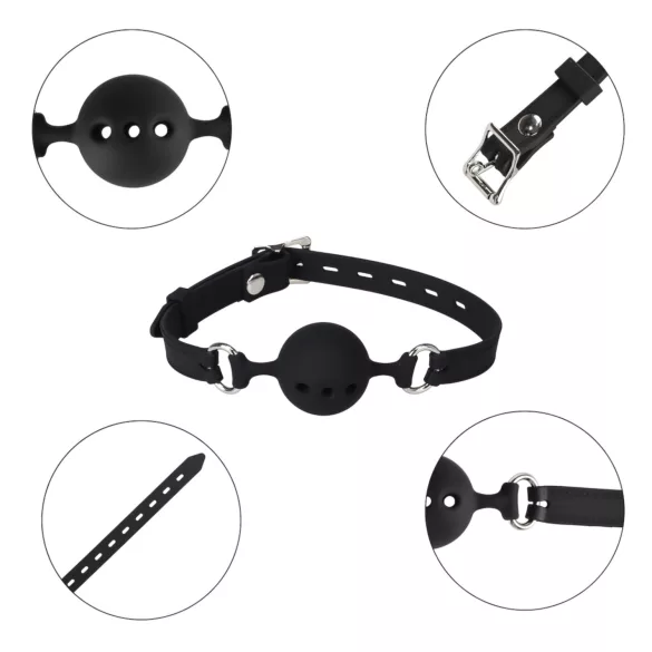Erospace Wild Play - mordaça de silicone para jogos de BDSM (preta)