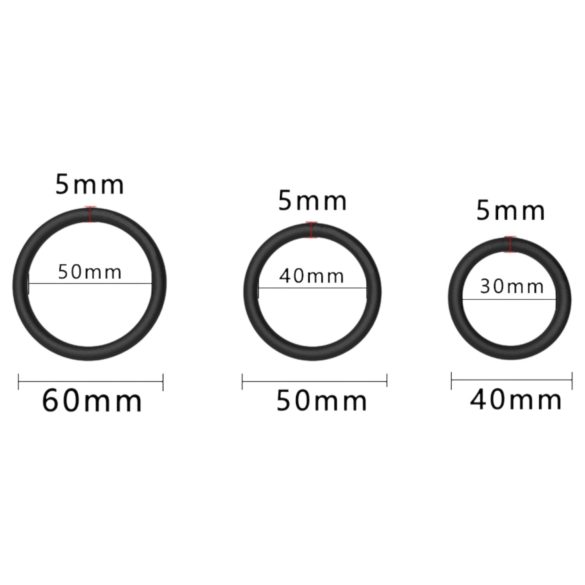 Men's Play - anel peniano - kit com 3 peças - silicone preto