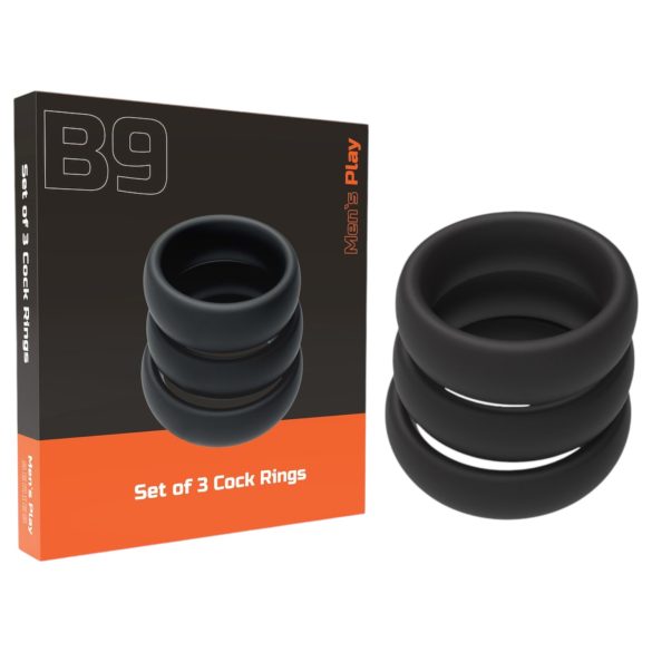 Men's Play - anel peniano grosso - conjunto com 3 peças - preto